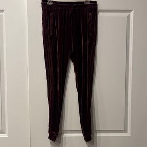 Adidas Wonens  Burgundy velour pants sz med